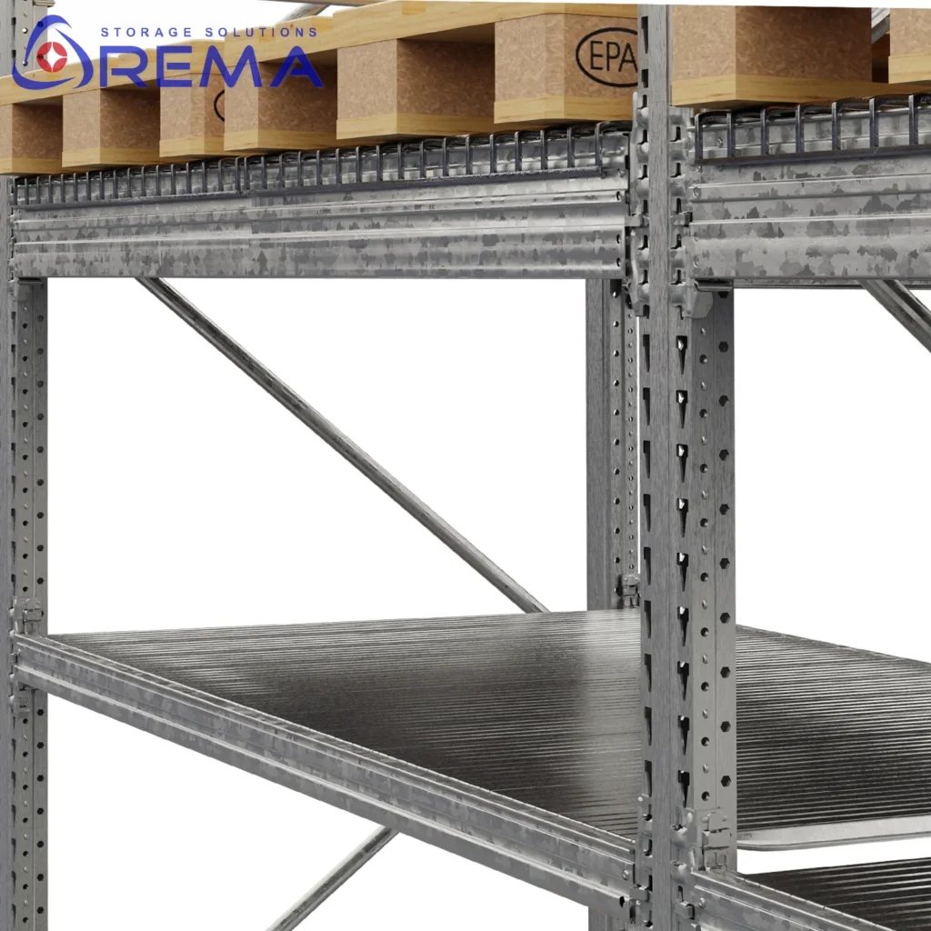 regały paletowe w ocynku zbliżenie