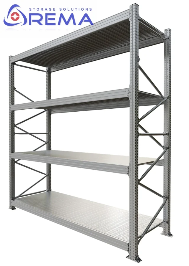 regał stalowy półkowy ciężki z 4 półkami a jednocześnie regał na palety