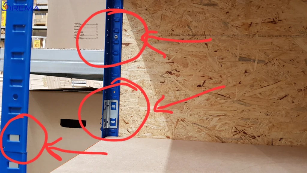 mocowanie regałów marketowych do płyty wiórowej