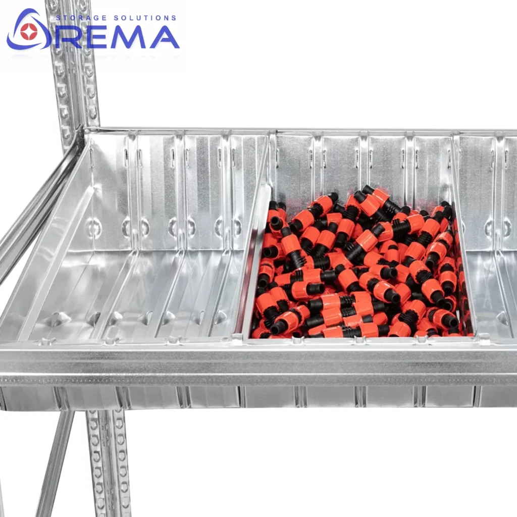 regały uniwersalne półki pojemnikowe 