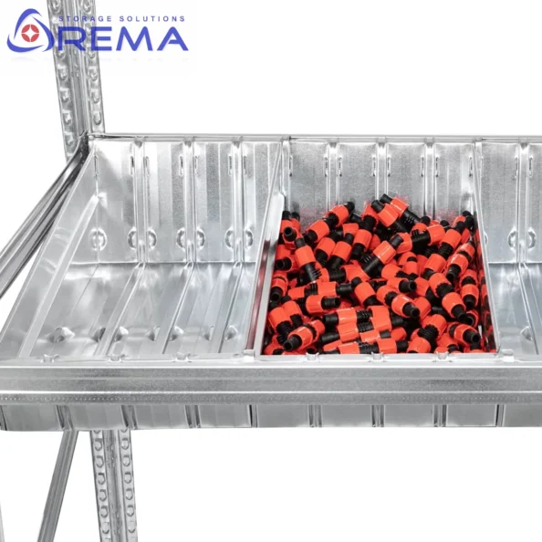 regały uniwersalne półki pojemnikowe