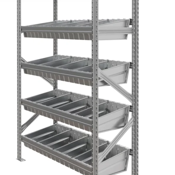 regał kuwetowy z pojemnikami