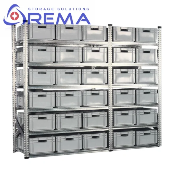 regał magazynowy ocynkowany na skrzynki