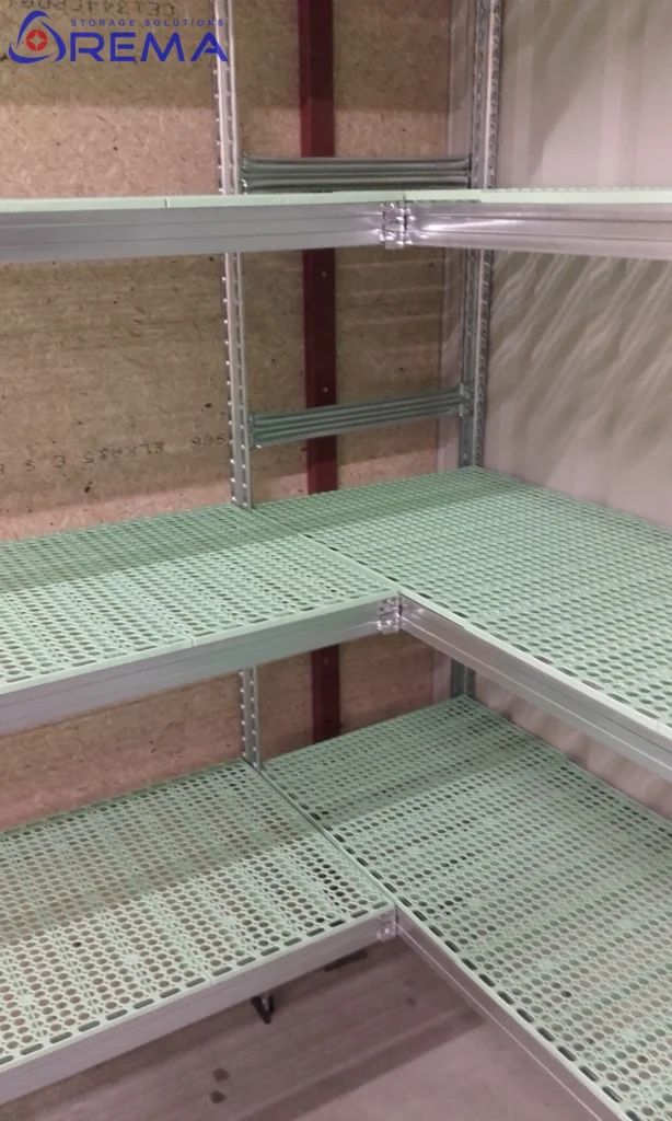 regał narożny z półką PCV