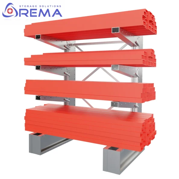 regał wspornikowy jednostronny ocynkowany z profilami na wspornikach