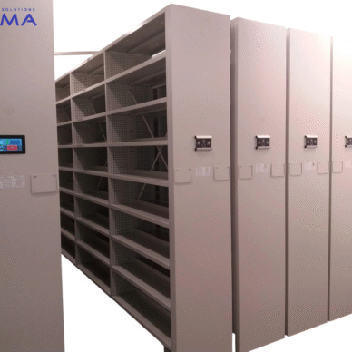 regały jezdne elektryczne ciąg regałów