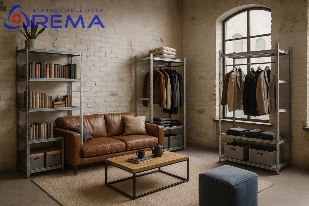 regały w domach i mieszkaniach loftowych