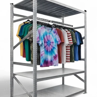 regały z wieszakami skos