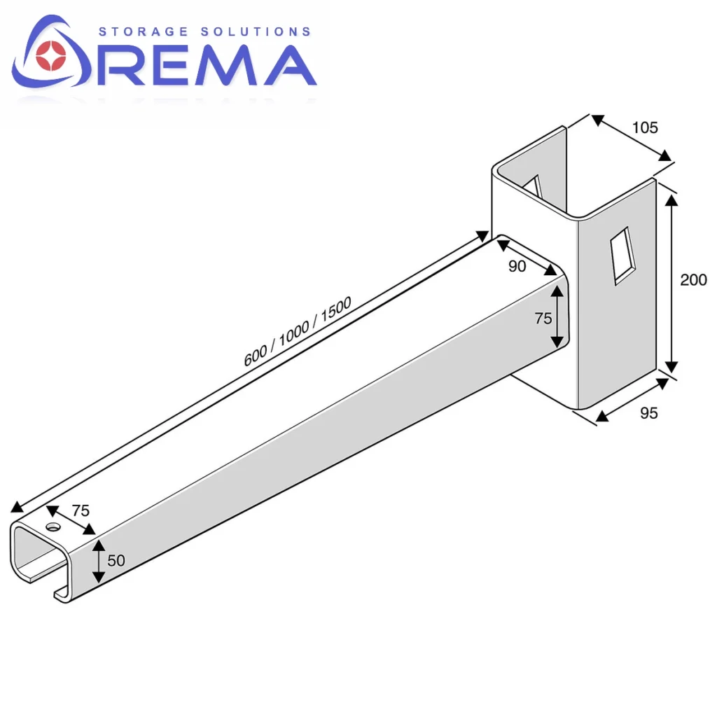 regał wspornikowy jednostronny, wsporniki