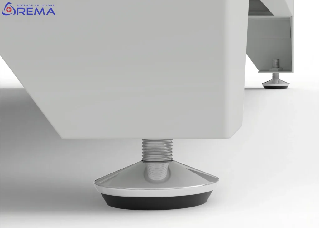 stopka regulacyjna w szafie biurowej