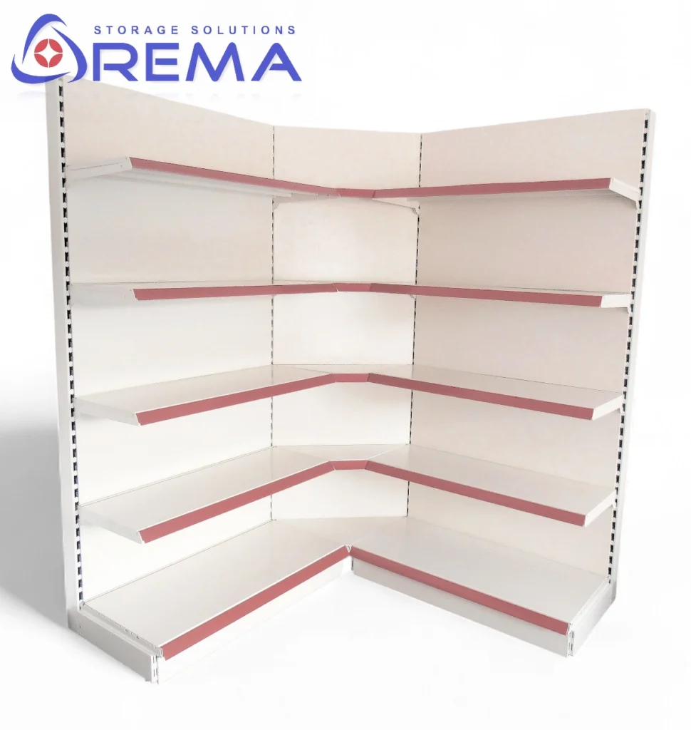 regał sklepowy w naroiżniku