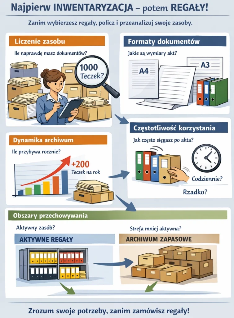 inwentaryzacja archiwum przed zakupem regałów