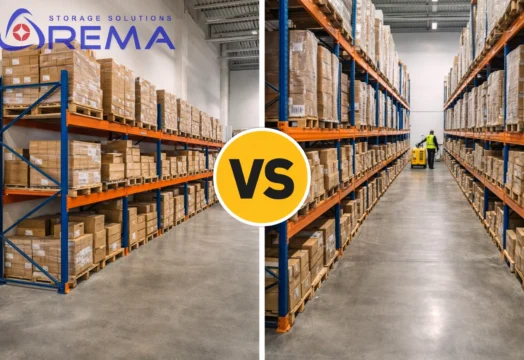 porównanie ustawienia regałów